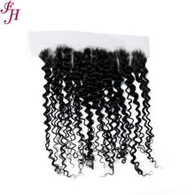 Load image into Gallery viewer, FH three deep curly bundles with one human hair lace frontal
