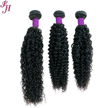 FH three deep curly bundles with one human hair lace frontal