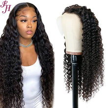 Load image into Gallery viewer, FH human hair wig natural hair 13x4 lace frontal deep wave lace front wig