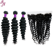 FH three deep wave hair bundles with one 13x4 lace frontal