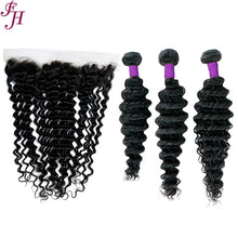 FH three deep wave hair bundles with one 13x4 lace frontal