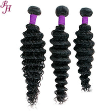 FH three deep wave human hair bundles with one 5x5 closure
