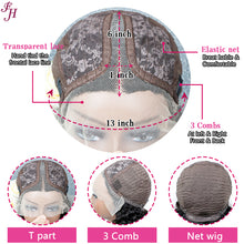 FH natural black deep curly short bob human hair lace frontal wig