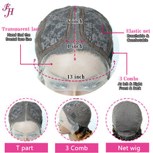 FH T part deep wave 1B&27 short bob wig human hair wig