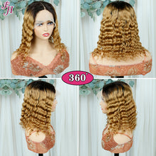 FH T part deep wave 1B&27 short bob wig human hair wig