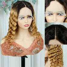 FH T part deep wave 1B&27 short bob wig human hair wig