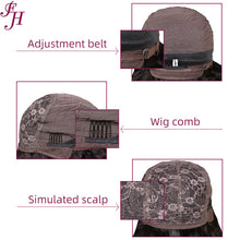 FH natural black deep wave human hair machine made wig with bang