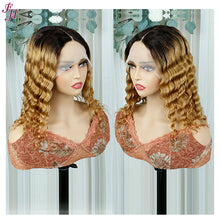 Load image into Gallery viewer, FH T part deep wave 1B&amp;27 short bob wig human hair wig