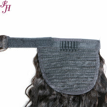 FH 100% virgin human hair black deep wave velcro ponytail