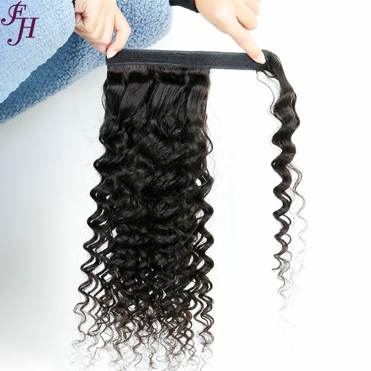 Human hair deals velcro ponytail