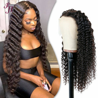 FH human hair wig natural hair 13x4 lace frontal deep wave lace front wig