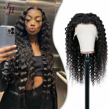 Load image into Gallery viewer, FH HD lace virgin hair deep wave 13x4 lace frontal wig human hair wig