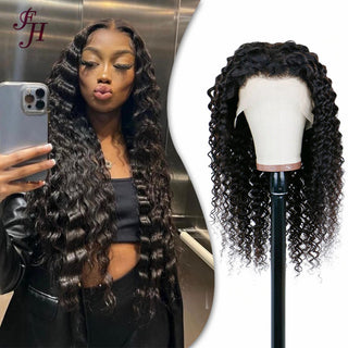 FH HD lace virgin hair deep wave 13x4 lace frontal wig human hair wig