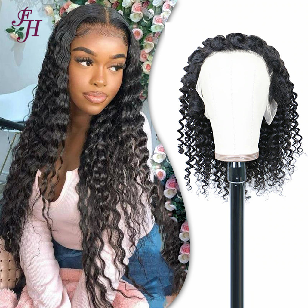 FH undetectable hd lace frontal wig deep wave 13x4 human hair wig