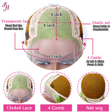 FH green color straight bob wig lace frontal human hair wig