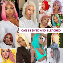 FH green color straight bob wig lace frontal human hair wig