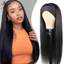 Load image into Gallery viewer, FH no lace glueness human hair wig natural black straight headband wig