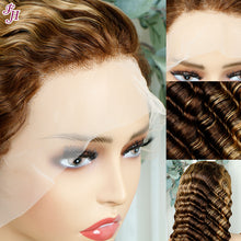 Load image into Gallery viewer, FH 13x4x4 highlight deep wave human hair lace frontal wig