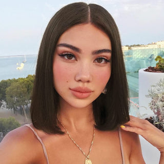 Creamily Shoulder Length Wigs Dark Brown Short Bob Wigs 13605