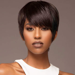 Creamily Short Pixie Cut Straight Wigs with Bangs 758