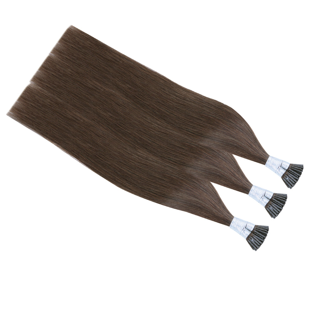 FH good quality chocolate brown human hair i tip hair extensions