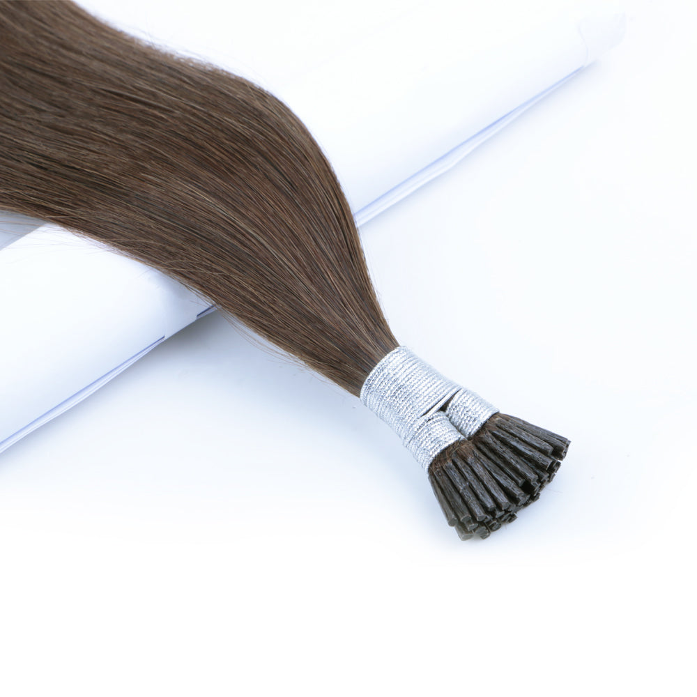 FH good quality chocolate brown human hair i tip hair extensions