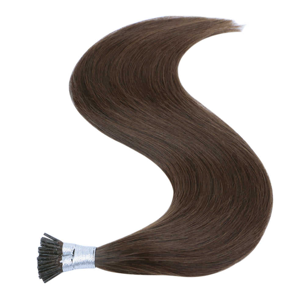 FH good quality chocolate brown human hair i tip hair extensions