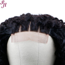 Load image into Gallery viewer, FH natural black raw virgin human hair wig kinky curly 4x4 13x4 transparent lace frontal wig