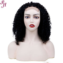 Load image into Gallery viewer, FH natural black raw virgin human hair wig kinky curly 4x4 13x4 transparent lace frontal wig