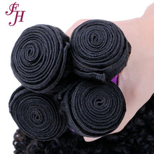 FH three piece raw indian virgin kinky curly human hair bundles