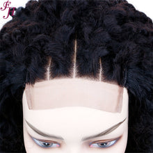 Load image into Gallery viewer, FH natural black raw virgin human hair wig kinky curly 4x4 13x4 transparent lace frontal wig