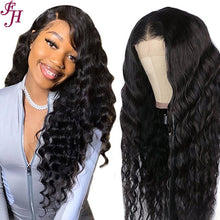 Load image into Gallery viewer, FH high density 13x4 HD lace front wig loose deep raw virgin human hair wig