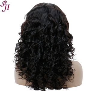 FH cuticle aligned human hair wig loose wave 4x4 transparent lace closure wig