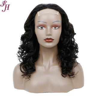FH cuticle aligned human hair wig loose wave 4x4 transparent lace closure wig