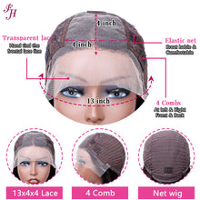 FH natural black short bob lace frontal human hair wig