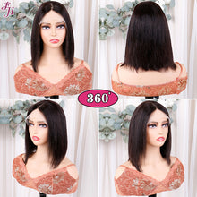 FH natural black short bob lace frontal human hair wig