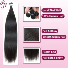 Load image into Gallery viewer, FH natural black hand-tied weft 4 pieces human hair extensions in stock