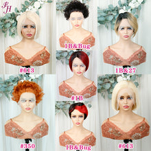 FH T part lace closure natural black pixie human hair wig