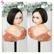 FH beautiful black short hair lace frontal human hair wig