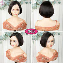 FH beautiful black short hair lace frontal human hair wig