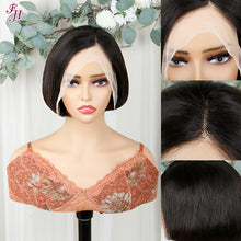 FH beautiful black short hair lace frontal human hair wig