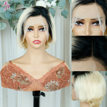 Load image into Gallery viewer, FH 1B&amp;613 short hair lace frontal wig human hair wig