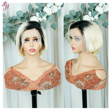 Load image into Gallery viewer, FH 1B&amp;613 short hair lace frontal wig human hair wig