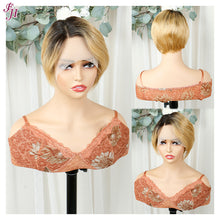 FH ombre color human hair lace frontal short pixie wig