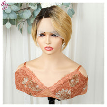 FH ombre color human hair lace frontal short pixie wig