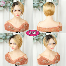 FH ombre color human hair lace frontal short pixie wig