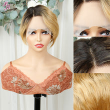 Load image into Gallery viewer, FH ombre color human hair lace frontal short pixie wig