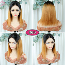 Load image into Gallery viewer, FH ombre black 1B&amp;27 short bob lace wig human hair wig