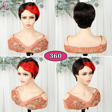 FH machine made human hai wig 1B&Bug pixie hair wig
