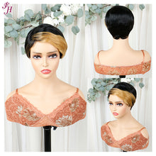 FH short pixie 1B&27 machine made human hair wig